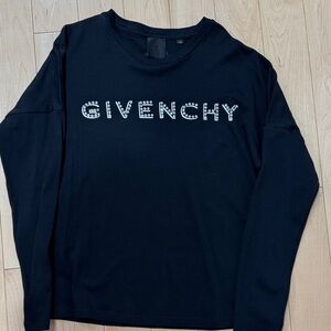 Girls Givenchy Black crystal Long Sleeve Tee with Logo
